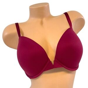 VICTORIA'S SECRET 34DDD Love Cloud Push-Up Plunge‎ Smooth Bra Smooth Red Wine